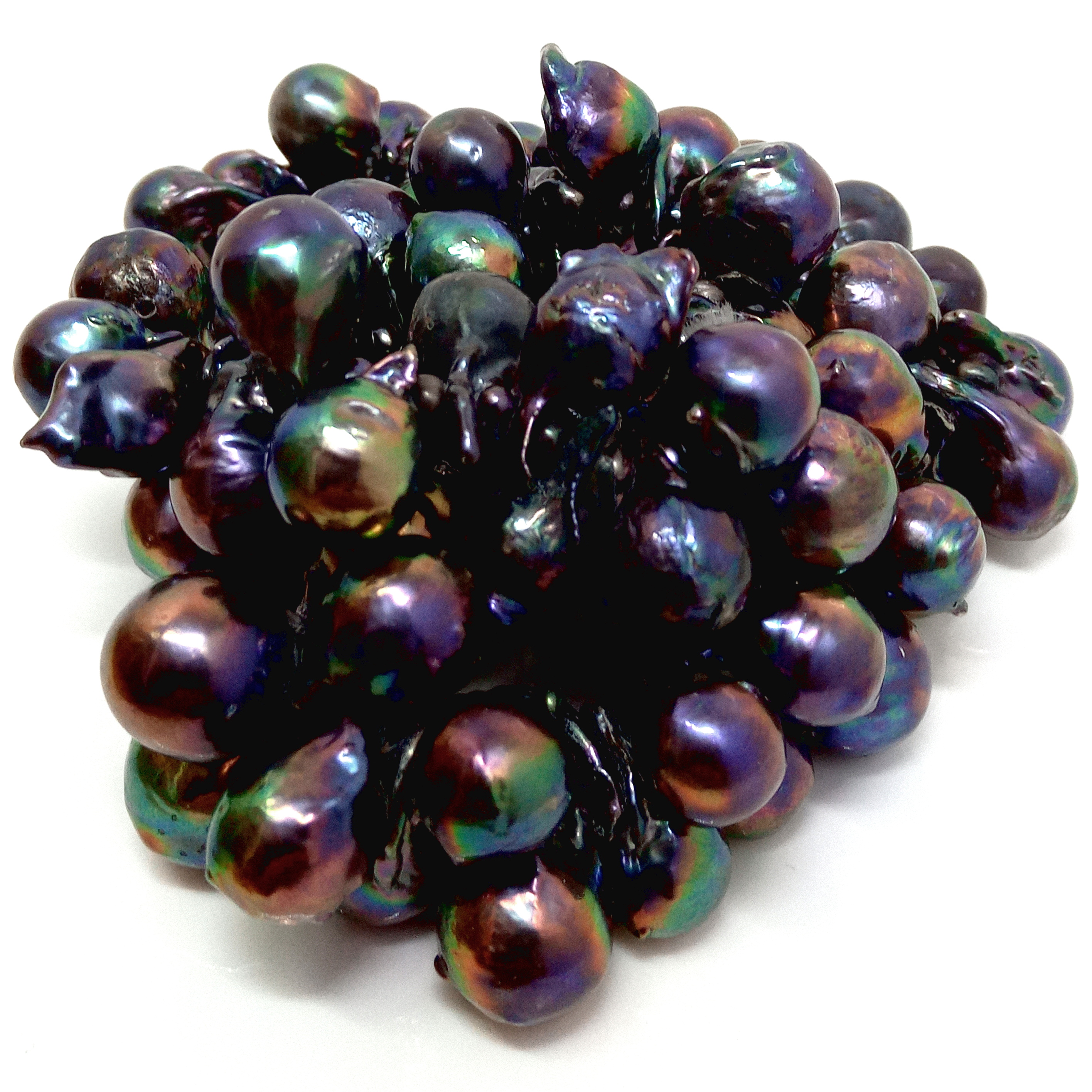 Unique Rope of Tail-Drilled Dyed Fireball Pearls